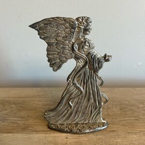 Vintage 70s Silver Plated Angel Candlestick Taper W/o Candle Holder 4.5"W x8 "H